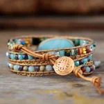 Spirituele Rust – Lederen Wikkelarmband met Amazoniet - Afbeelding 5